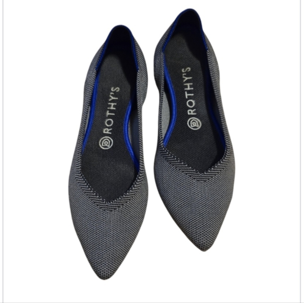 Rothy's Bird's Eye Pointed Gray Casual Flats Sz 9